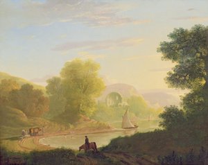 Een denkbeeldige kustscène, met de tempel van Venus in Baiae, 1773 door Thomas Jones